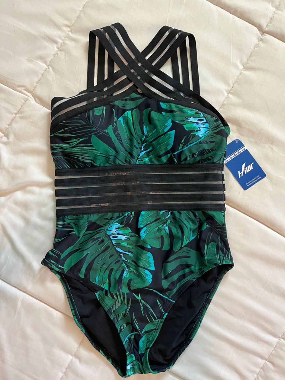 Sexy Green & Black One Piece Swimsuit 🩱 By ~Hilor Size Small (4-6)